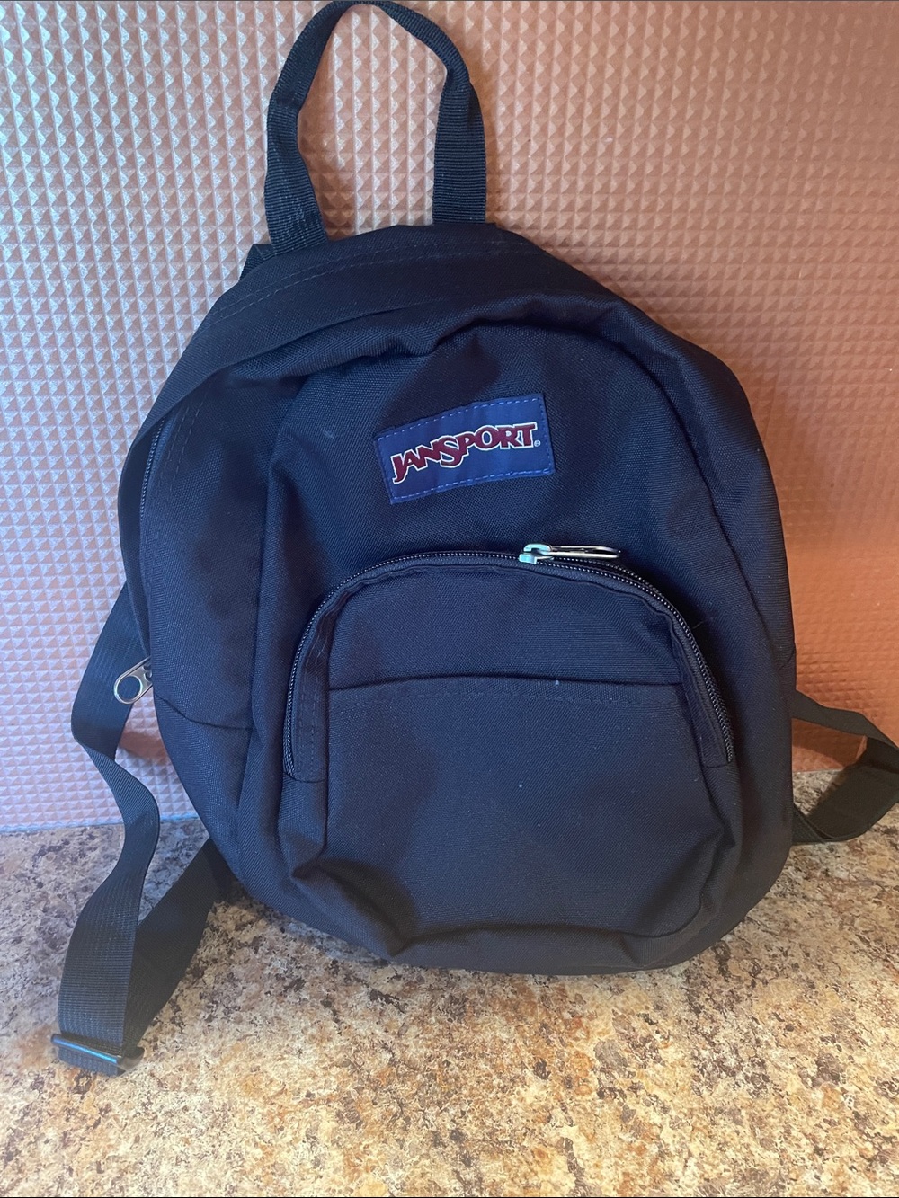 Jansport Black Mini Backpack with Front Zip Pocket